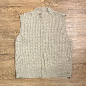 Abercrombie & Fitch Light Beige Sleeveless Turtleneck Sweater
